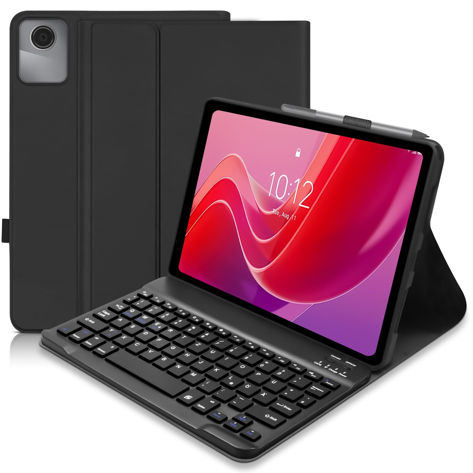 for Lenovo Tab M11 Case with Keyboard 11 inch 2024(TB330FU/TB330XU), UK layout Keyboard Case for Lenovo Tab M11, Detachable Keyboard Case with Pencil Holde for Tablet 11", Black
