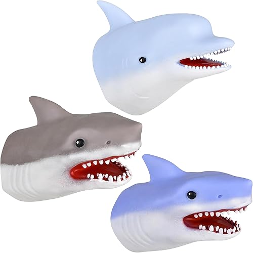 Forest & Twelfth Juego de 3 marionetas de mano de animales oceánicos  delfín y tiburón, marionetas interactivas de mano de 6 pies para niños, a
