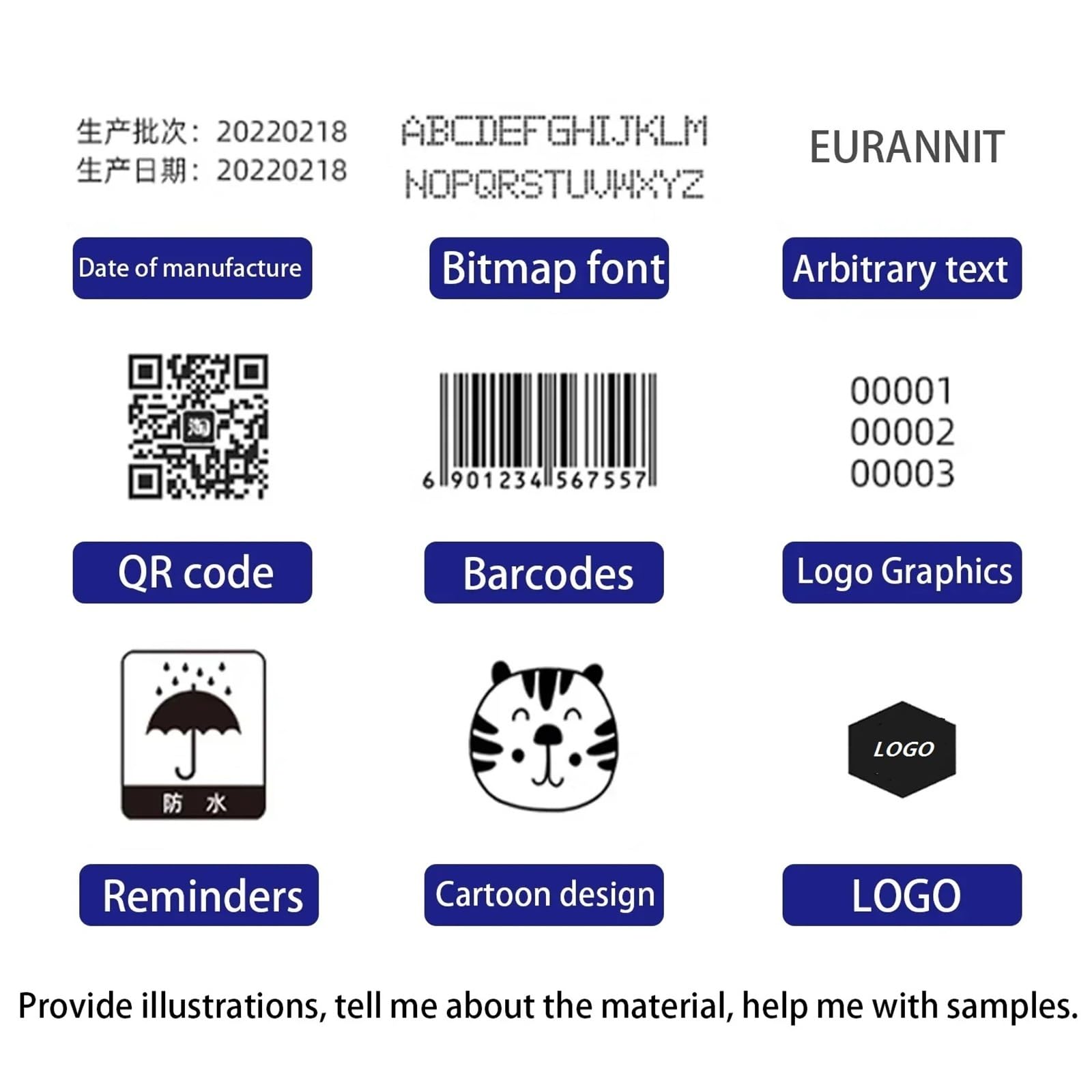 Ręczna drukarka atramentowa 12,7 mm, przenośna, do etykiet tekstowych z datą ważności, numerem partii i logo (wkłady Black Ink Cartridges 3 szt.)