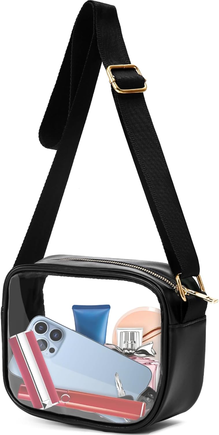 AURUZA Clear Bag Stadium Approved, Clear Purse Clear Bag with Adjustable Strap, Clear Purse Bag for Concerts Sports