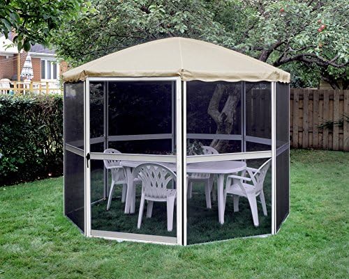 Gazebo Penguin 9110948 3-Season Round Gazebo, 11' Diameter, White/Beige