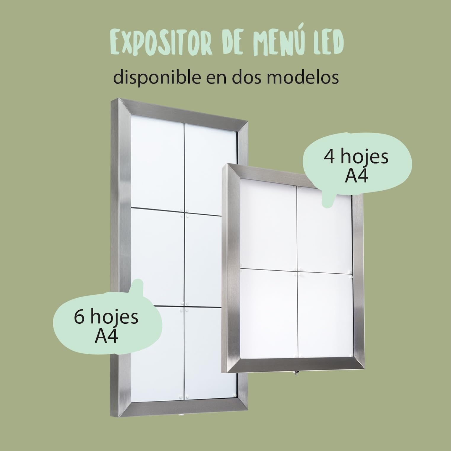 SECURIT - Porta Folletos Exterior LED - 4 Páginas A4 - Acero Inoxidable | Iluminación LED Multicolor - Montaje en Poste o Pared