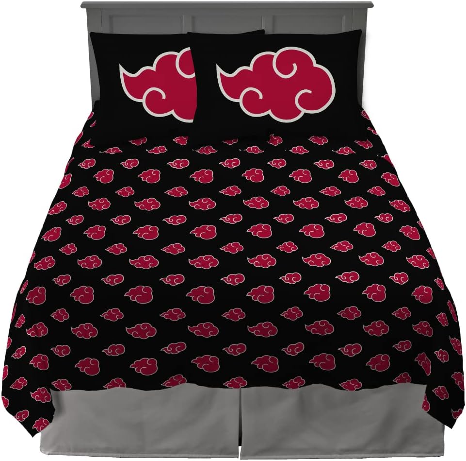 Naruto Akatsuki Anime Bedding Super Soft Microfiber Queen Sheet Set, (Official Licensed Naruto Product) by Franco