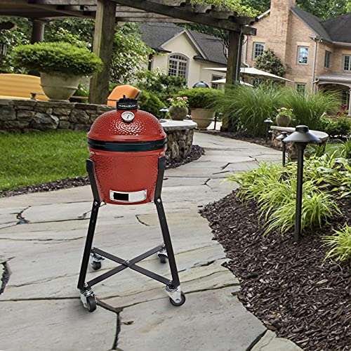 Rolling Cart for Kamado Joe Junior Accessories,Kamado Joe Rolling Nest with Heavy Duty Locking Caster Wheels Powder Coated Steel Rolling Outdoor Cart for Kamado Joe Junior Grill Stand