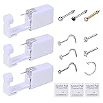 HYJLPAF Nose Piercing Kit - 3 Pack Self Piercing Gun, Disposable Safety Kit with Nose Rings and Studs