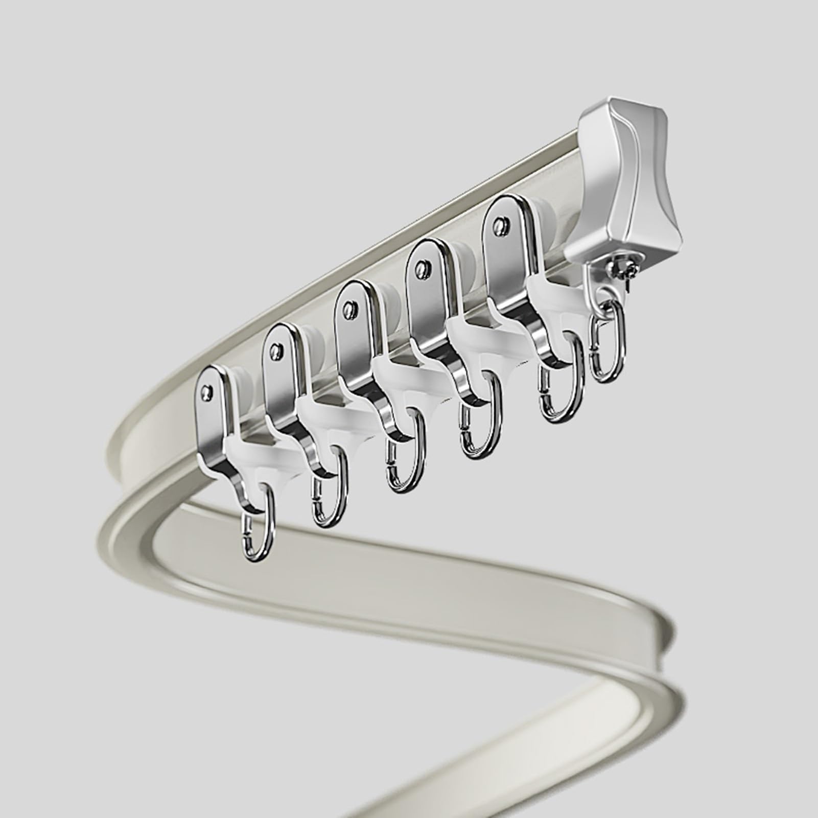 UrbanUp Curtain Track Ceiling Flexible Curtain Rod Bracket, 1-8m Long Bendable Curtain Sliding Track System for Living Room, Home Decorative Curtain Single Rail(White,1.3m(4.2ft))