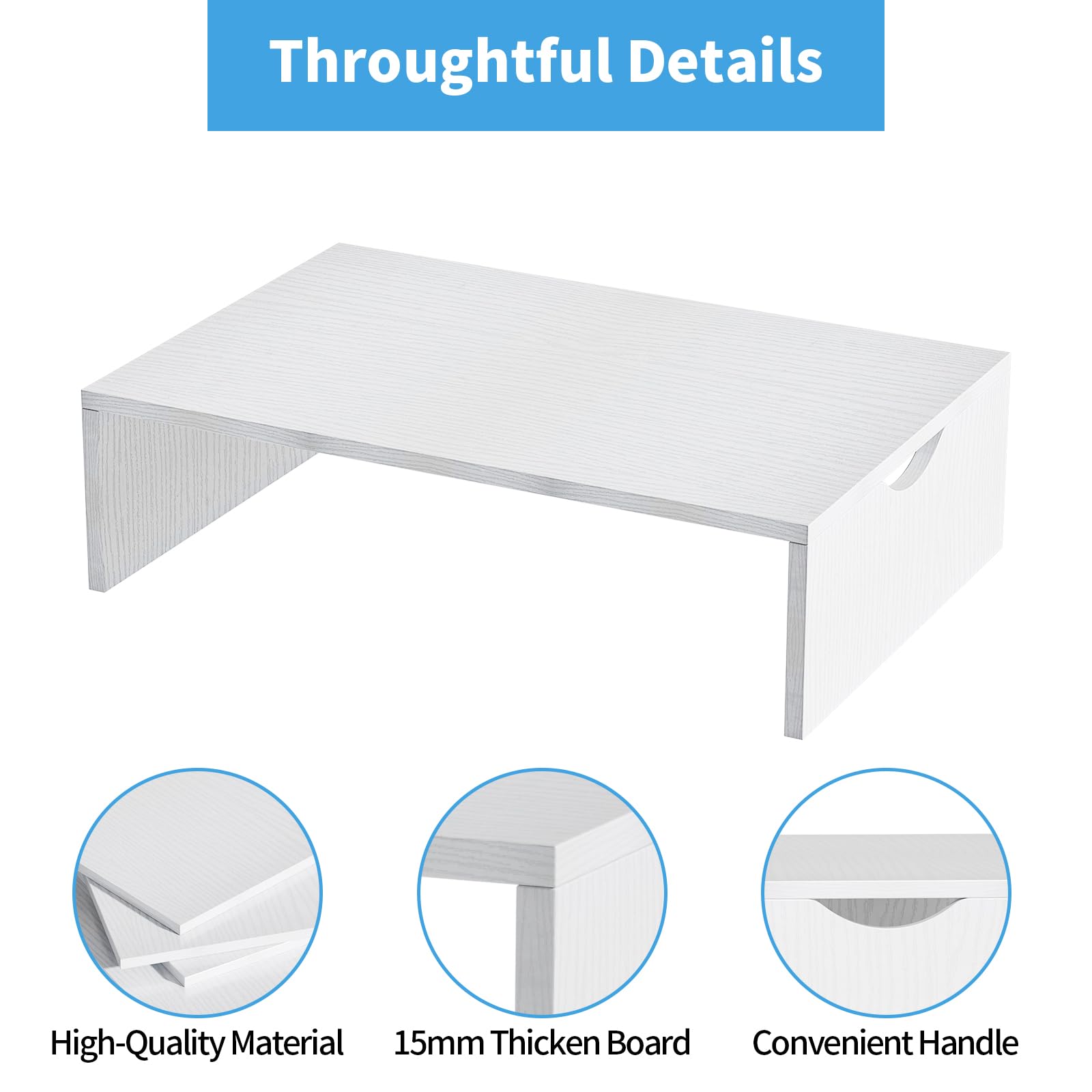 QZIXB Monitor Stand Riser, TV Screen Riser Desktop Computer Organizer Riser for PC, Laptop, Printer, (White)