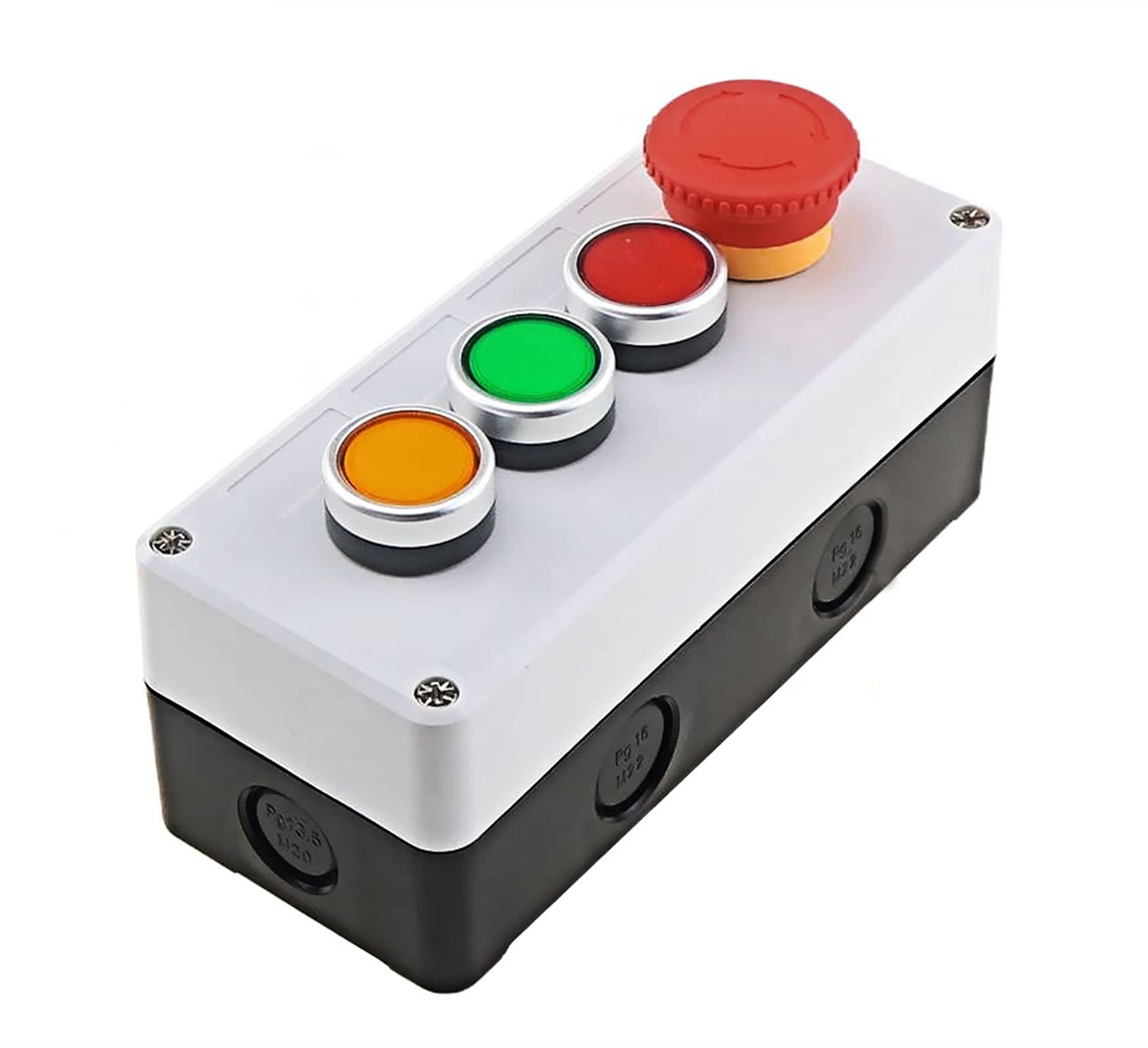 GUMMMY Drukknop Schakelaar Control Box Waterdichte Knop Indicator Licht Plastic Case Emergency Stop Reset Point Elektrische Doos (kleur: 2 gaten
