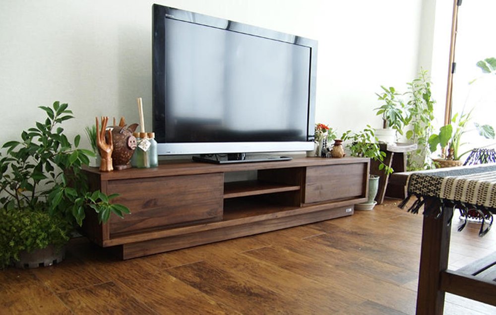 Amazon｜サンフラワーラタン テレビ台 ブラウン 160cm幅 チーク無垢材