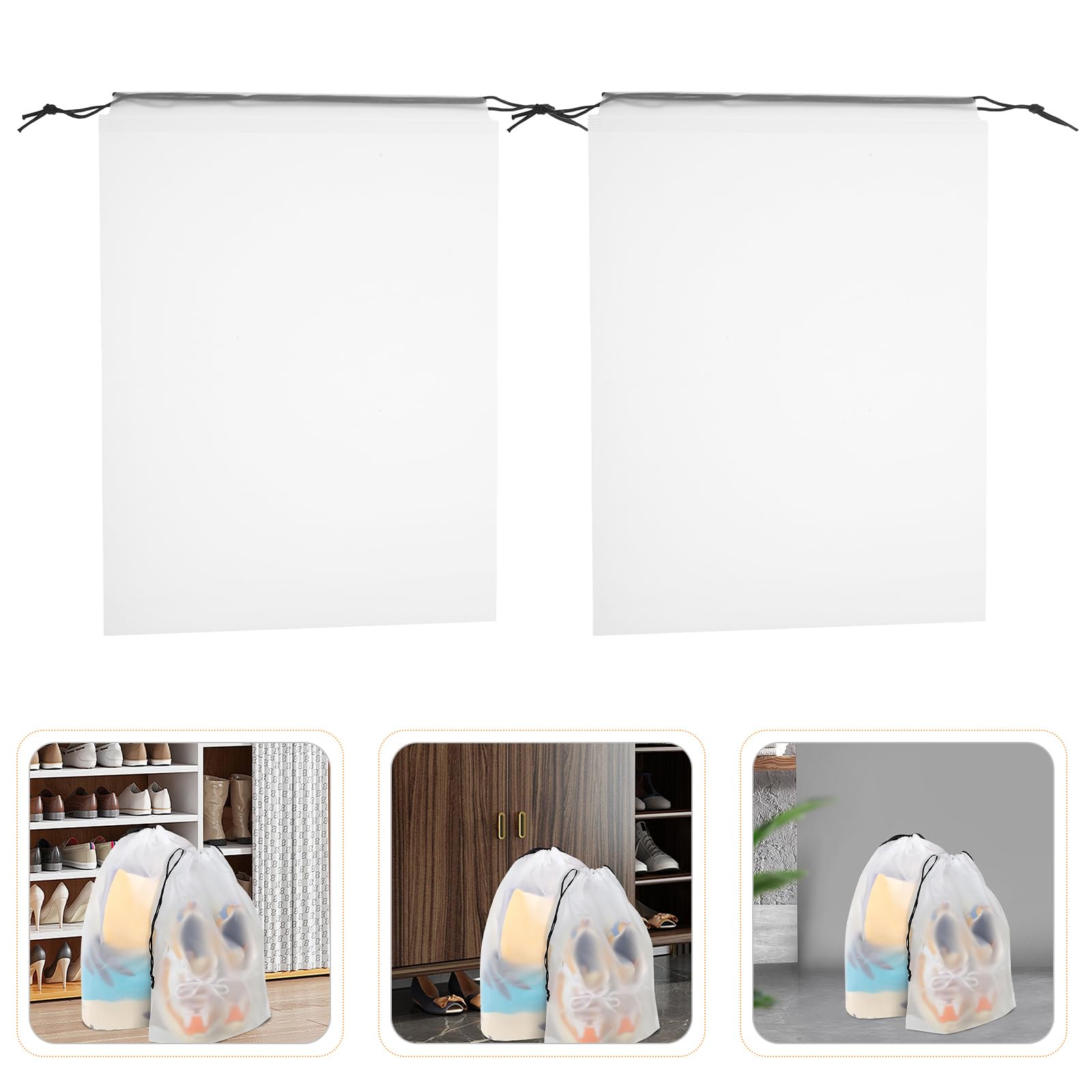 Borsa per Scarpe da Viaggio 30x40 Pe Bianca 40 Pezzi | Borse Portaoggetti Portatili Coulisse, Imballaggio della Borsa delle Scarpe, per Ballet Slippers e Shoes