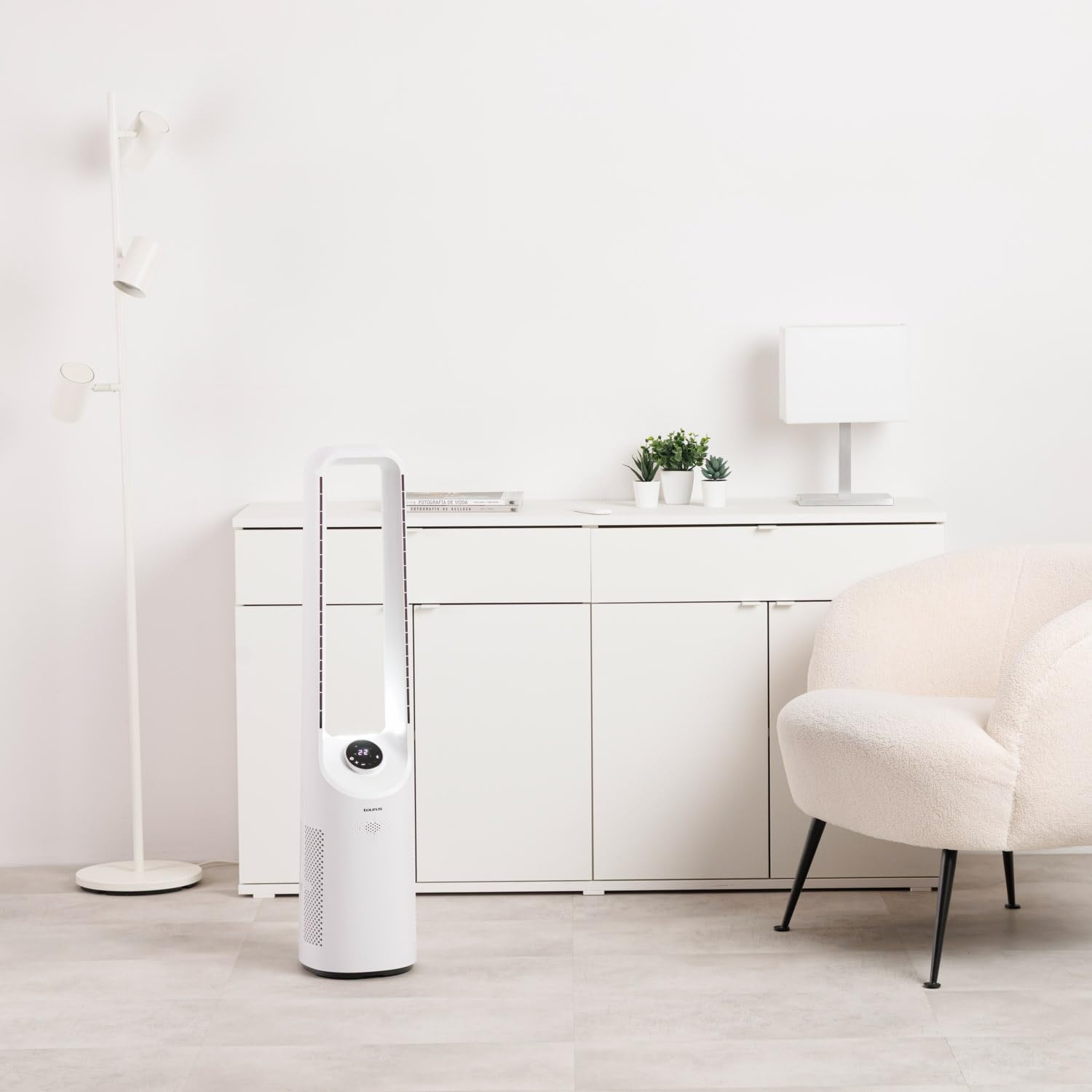 Taurus Babel Endless Ventilador de Torre Bladeless con Motor Digital Brushless Ultra Silencioso, 12 Velocidades, Pantalla LED Táctil, Oscilación, Temporizador 12h y Mando a Distancia