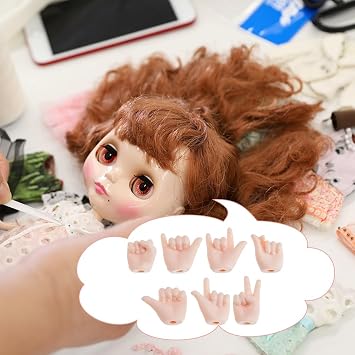 DICOSMETIC 14 Pairs Tiny Doll Hands for Doll Making 7.48 Inch Long Plastic Hand Gesture Set Joints Miniature Hands Movable Dolls Hand Replacement Parts for Small Dolls Making DIY Accessories