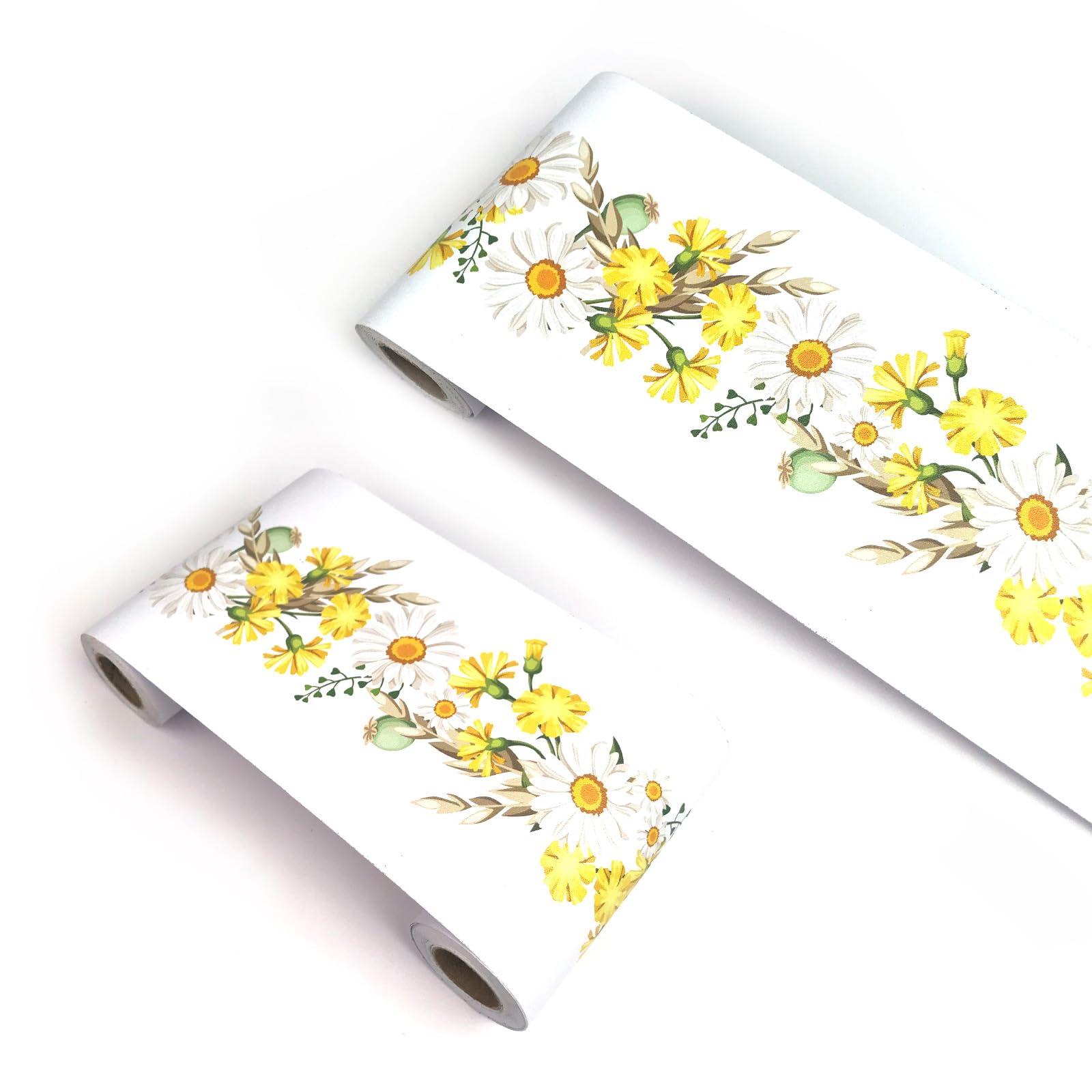 Visitryl Yellow Is White Chrysanthemum Yx214 Wallpaper Border Self Adhesive Wall Tiles Decorative, Peel And Stick Wall Border Bathroom Stickers 12Cm X 1000Cm