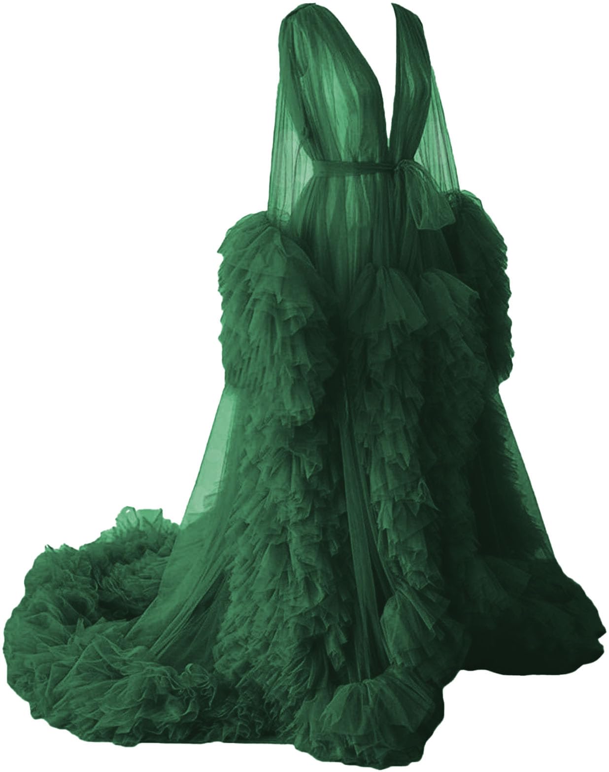 Tianzhihe Puffy Tulle Robe Maternity Dress for Photoshoot Long Sheer Bridal Robe Baby Shower Dress Pregancy Gown Nightgown