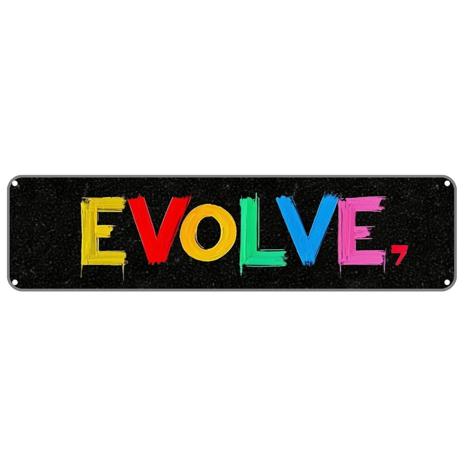 EVOLVE Tin Sign Christmas Decor Retro Wall Decor For Home Coffee Bar Funny Aluminum Sign 4x16 Inch