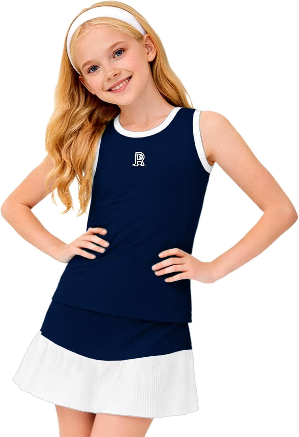 Remimi Girls Tennis Dress Cute Outfit Sleeveless Workout Tank Top and Sport Skirt Set 4-12 Years