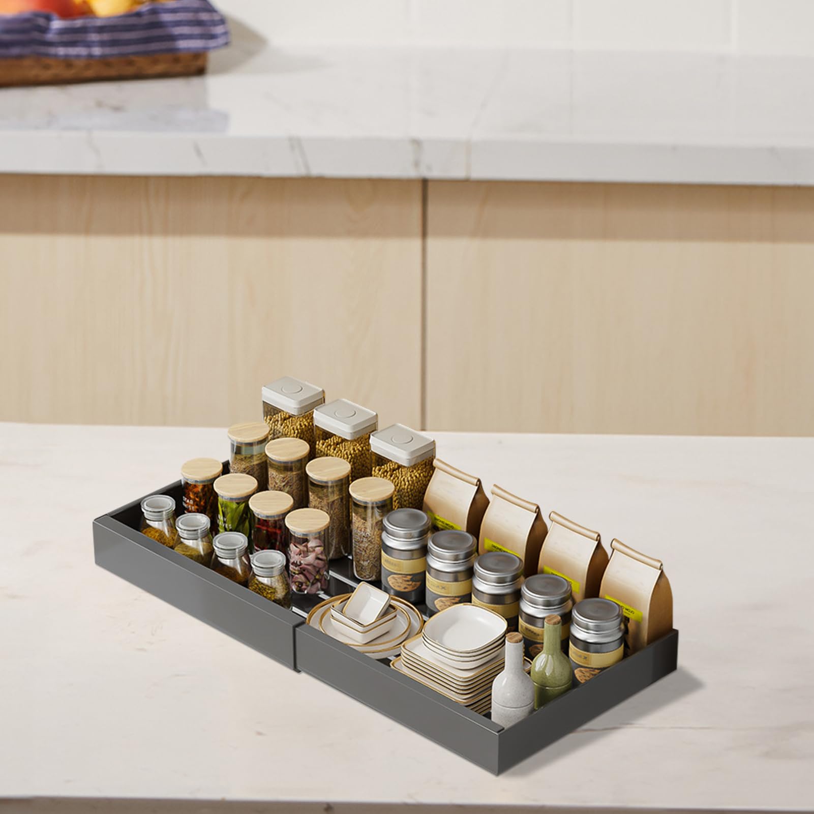 Estantes Organizadores Extraíbles Para Armarios Almacenamiento Retráctil | Estantes Deslizantes Extraíbles Bajo Fregadero para Cocina, Baño, Despensa, Arm