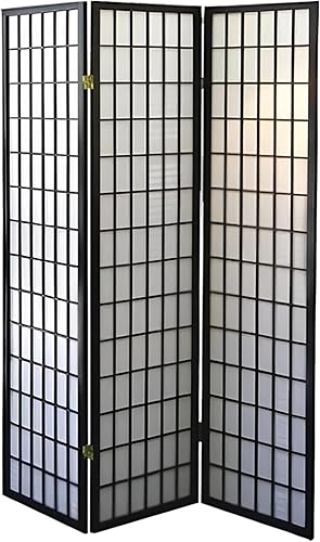Legacy Decor - Separador de habitación, de e 3, 4, 6, 5, 8 paneles de habitación, estilo Shoji, de 6 pies alto, Madera, Negro