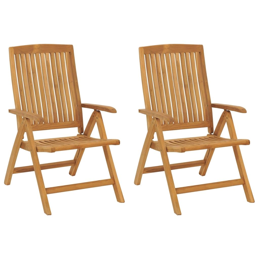 Sedie da giardino con cuscino, 2 pezzi, in legno massello teak, regolabili, pieghevoli, impermeabili, per balcone e terrazza, portata 110 kg