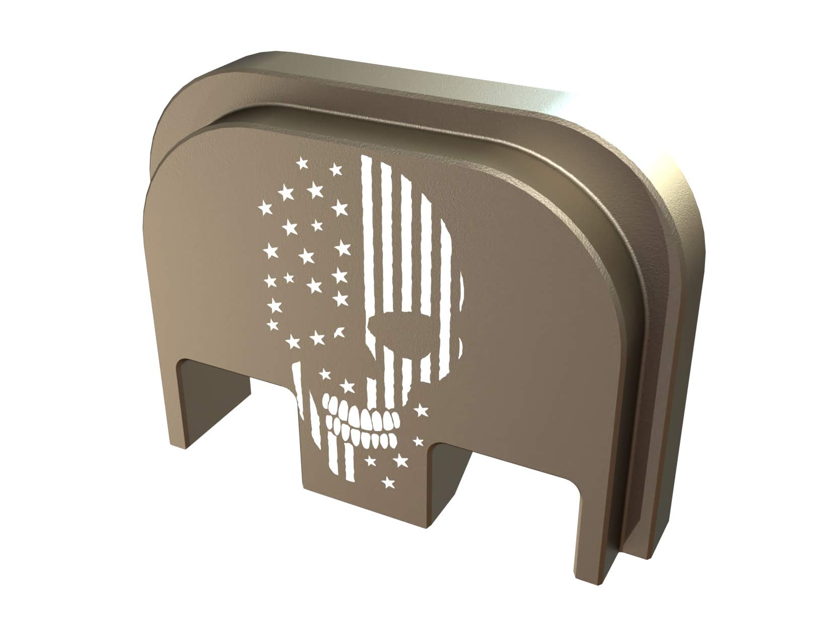 Rowe Tactical Rear Slide Cover Back Plate for Glock Gen 1-5 - FDE American Flag - Skull - for Glock G17 G19 G21 G22 G23 G24 G26 G27 G29 G30 G31 G32 G33 G34 G35 G36 G37 G38 G39 G40 G41 G45