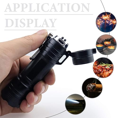 Miniatura 6 de Encendedor de doble arco impermeable al aire libre con linterna LED brillante USB recargable de plasma de arco encendedor a prueba de viento sin