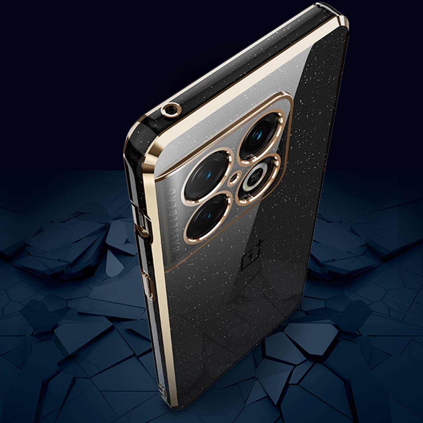 Custodia per OnePlus 10 PRO 5G, Brillante Case Trasparente con Funzione Anti-Ingiallimento Cover Slim TPU Silicone Custodia Resistente Smartphone Case,d'oro