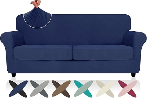 Miniatura 62 de Funda 2026 para sofá de dos plazas XL a rayas, 3 piezas (71"-91"), fundas elásticas gruesas para sofá con cojines 2 XL con banda elástica Nuevo