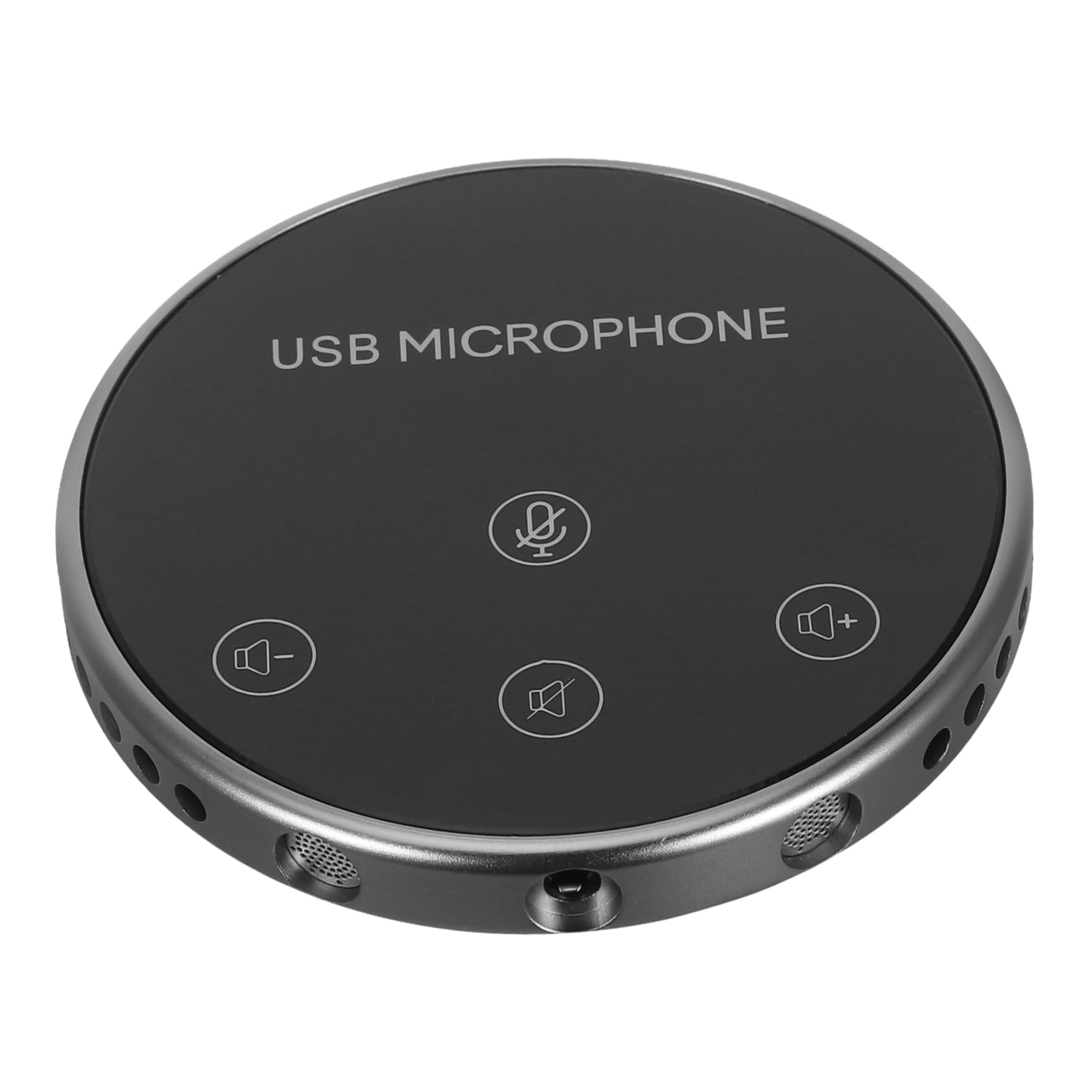 HOMSFOU Microfono Omnidirezionale USB 360° per Conferenza, Nero | Lega di Alluminio, per Notebook e Pc, Chat Vocale Gaming e Live Streaming, Uso Semplice
