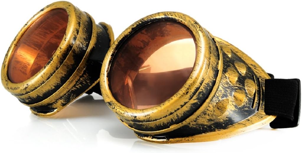Round Rave Novelty Cosplay Steampunk Goggles UK Ultra Premium Quality Cyber Glasses Glasses Victorian Punk Style Welding Cosplay in a Gothic Style Goth Rustic Rivet Vintage