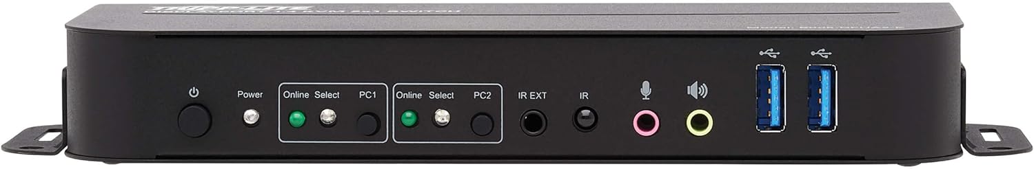 Tripp Lite 2 Port DisplayPort USB KVM Switch, Dual Port DP USB KVM Switch, 4K 60 Hz, HDR, HDCP 2.2, DP 1.4, USB 3.0 Cables, Black (B005-DPUA2-K)
