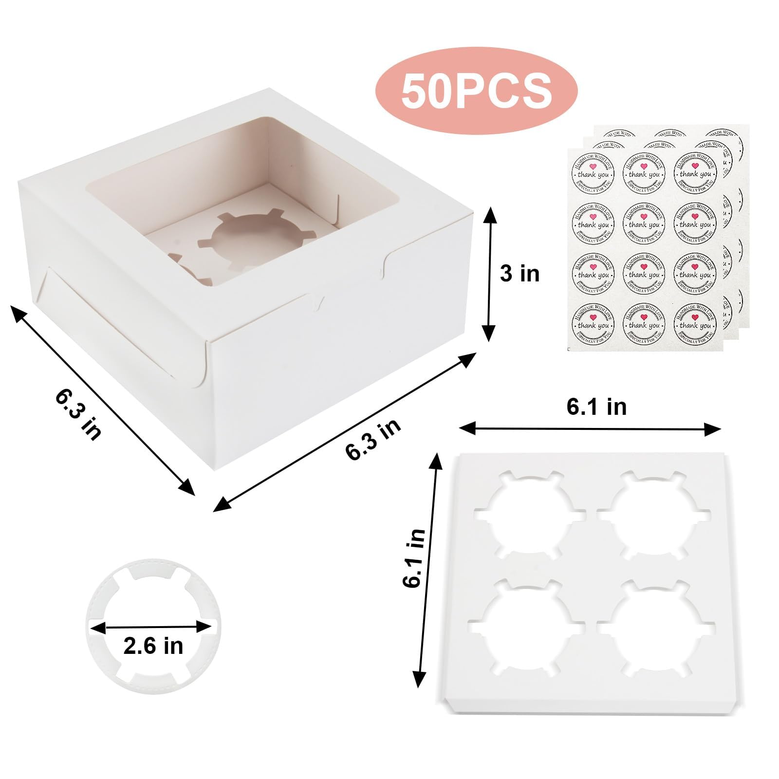 Cupcake Boxes with Window - Kraft Cookie Containers -2
