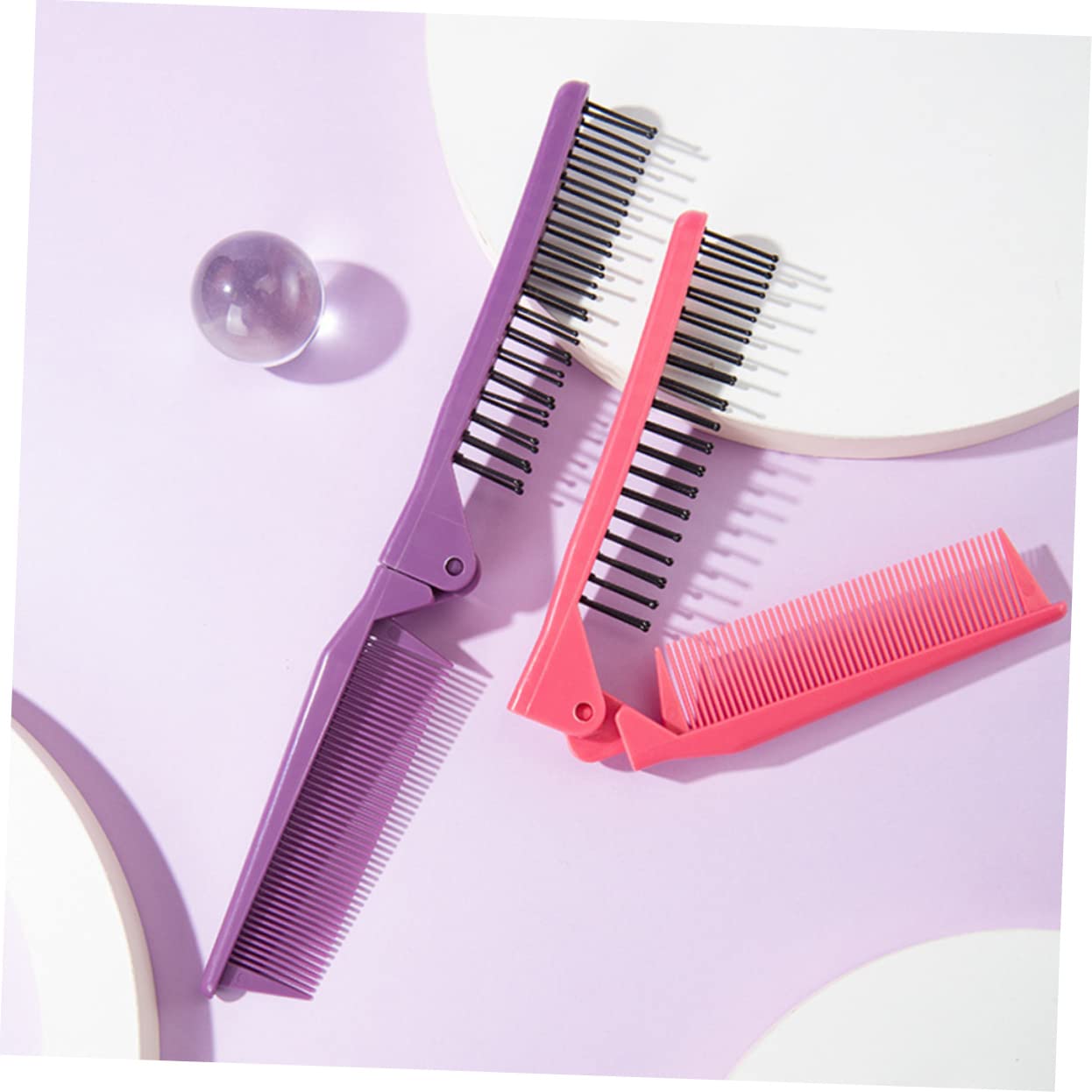FRCOLOR 18 Pollici pettine pieghevole mini pettine pettini portatile portatili spazzola per tascabile per barba duplice scopo spazzola per la pulizia viaggiare addominali