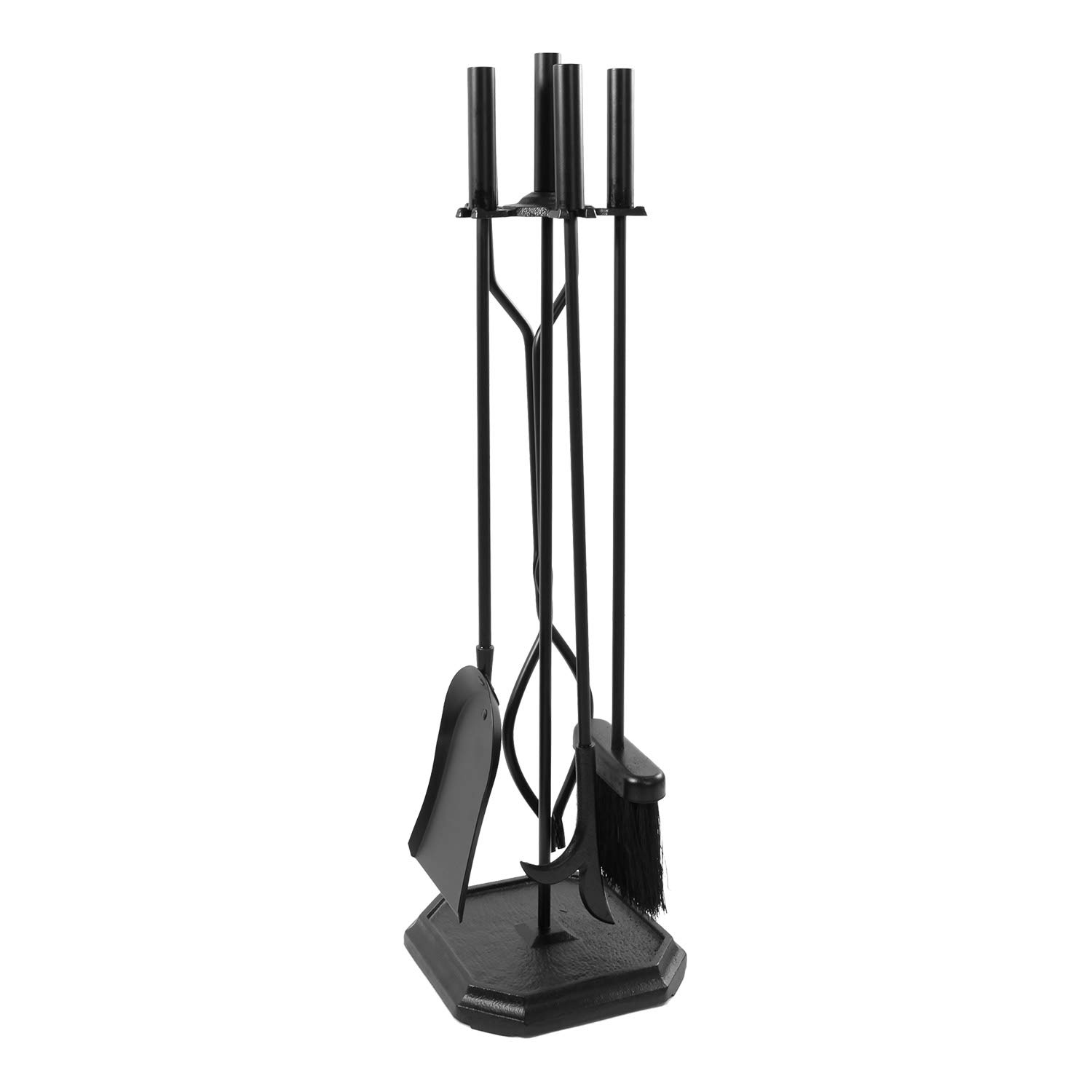 Minuteman International Neoclassic 5-piece Fireplace Tool Set, Black, Square Base
