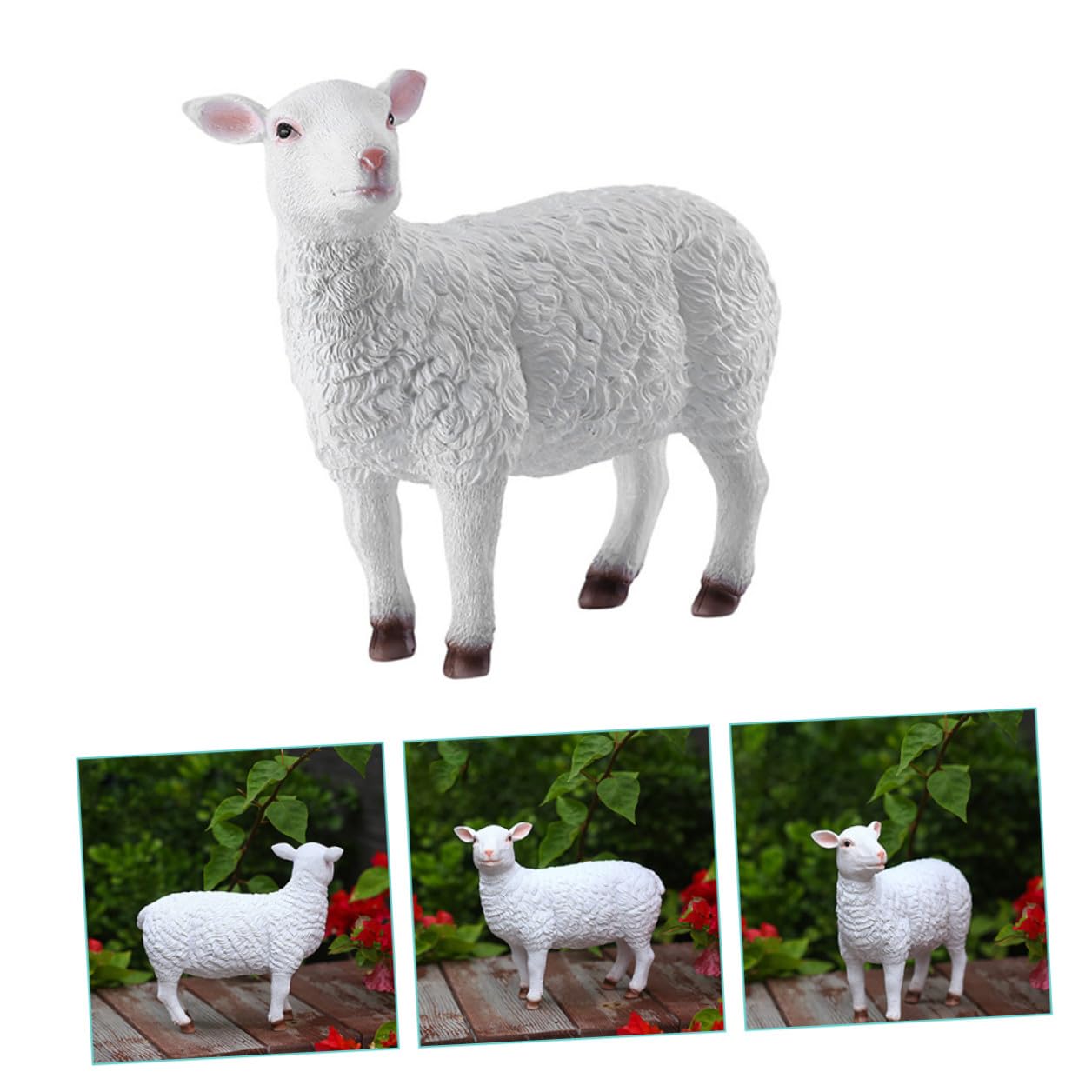 Tofficu Kunstharz Gartenschaf Dekofigur Klein Wetterfeste Schaffigur für Garten Terrasse Lebendige Outdoor Dekoration Geschenkidee für Gartenliebhaber