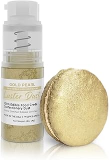 Luster Dust - Gold Pearl (4g 1x Pump) | Edible Vegan Dust & Paint for Cake Decorating, Ice Cream, Desserts, Cocktails and Beverages by Bakell