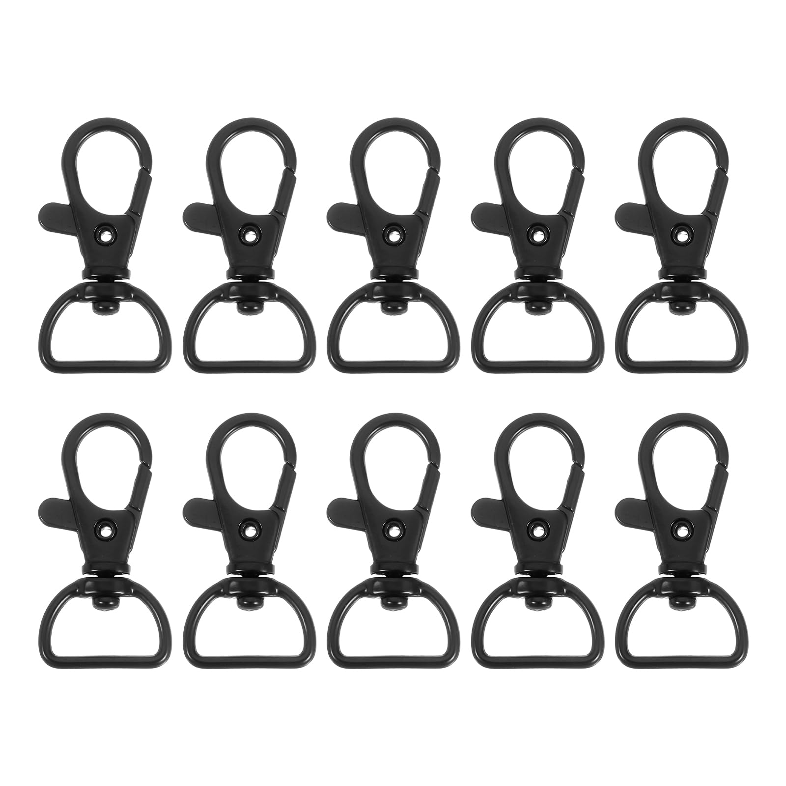 sourcing map 10Pcs Swivel Clasps, 0.63 Inch D Ring Lobster Clasp Claw Metal Push Gate Snap Hook for Purse Making Keychain Belt Strap, Black