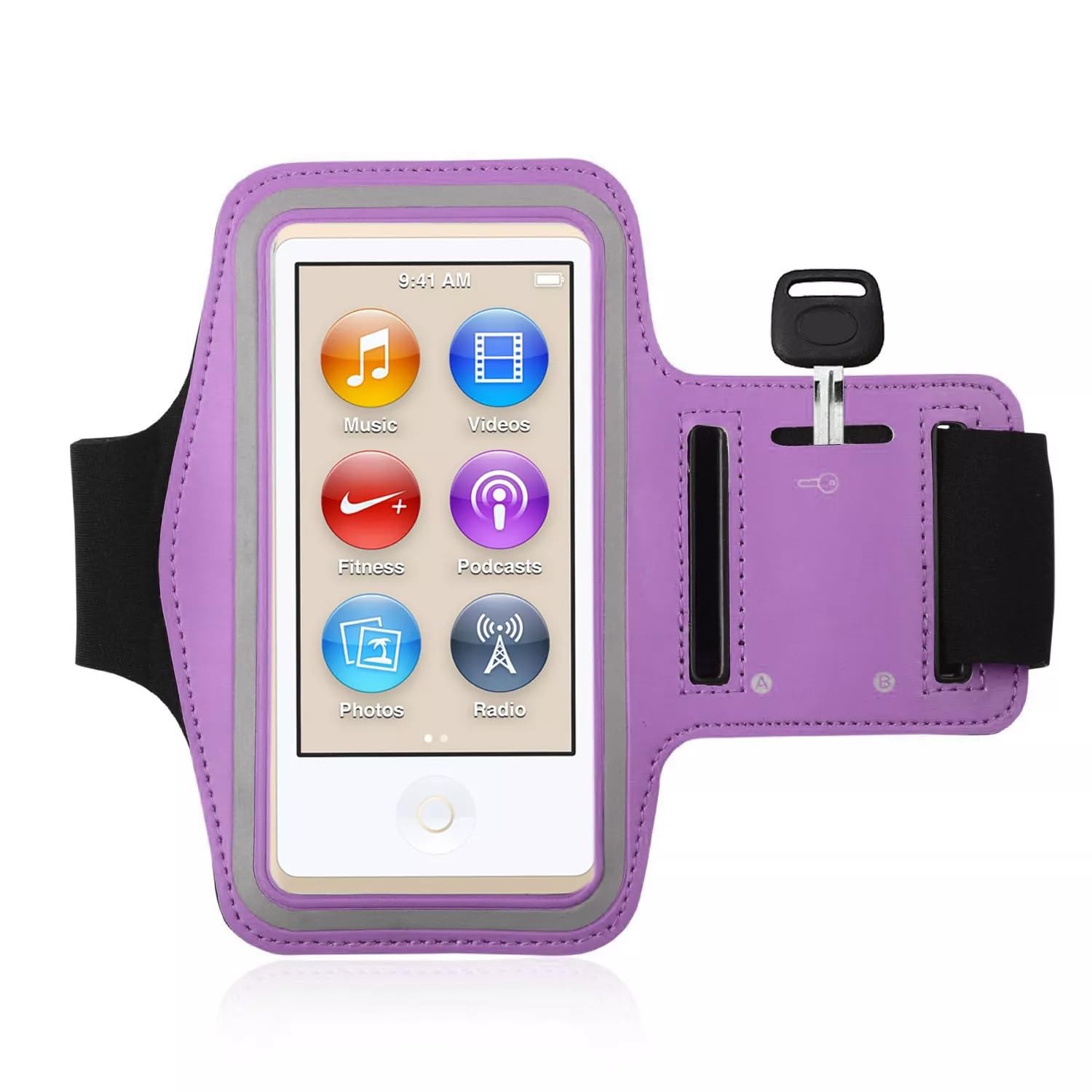 Premium Water Resistant Gym Sports Workout Wrist Band Strap Armband Case for Apple iPod Nano 7th 8th Generation (Purple)