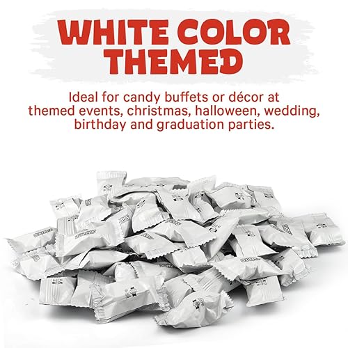 Miniatura 4 de White Foils - Caramelos masticables rellenos dulces y ácidos, bolsa de 1 libra de caramelos kosher con temática de color blanco envueltos