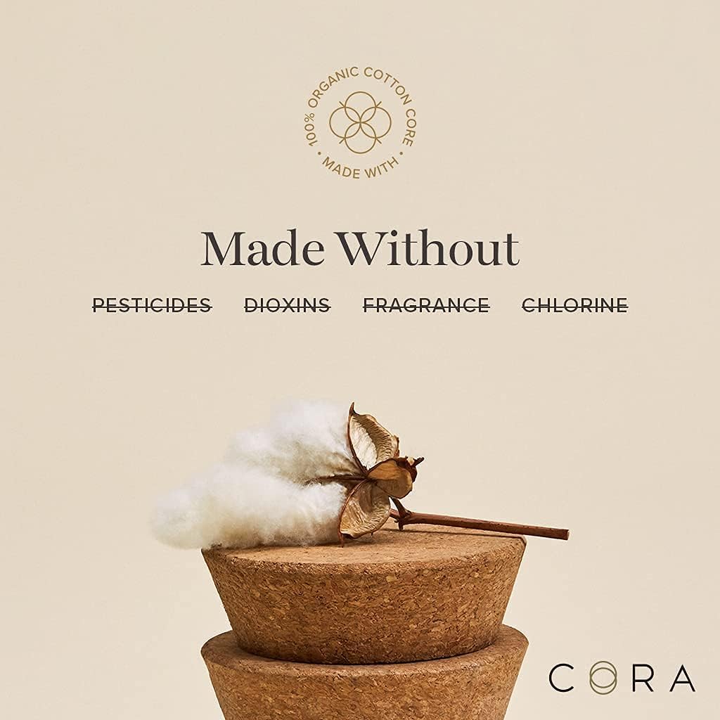 Cora Organic Tampons | Super/Super Plus Absorbency Variety Pack | 100% Cotton Core, Unscented with BPA-Free Applicator | Leak Protection, Easy Application | Non-Toxic, Hypoallergenic (72 Count) : Health & Household