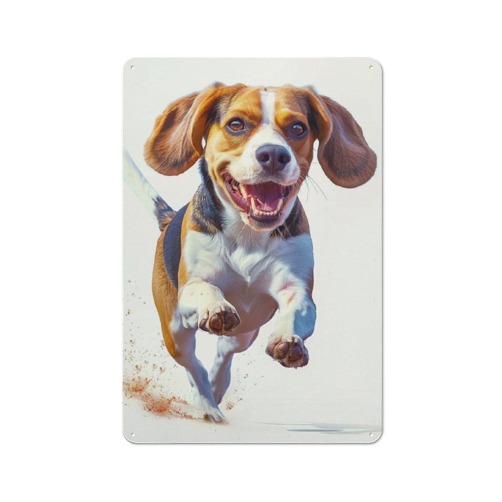Junmoney Beagle Running Retro-Style Metal Sign 30X20cm For Studio Or Craft Room, Gift For Studio Decor Lovers During The Christmas Season