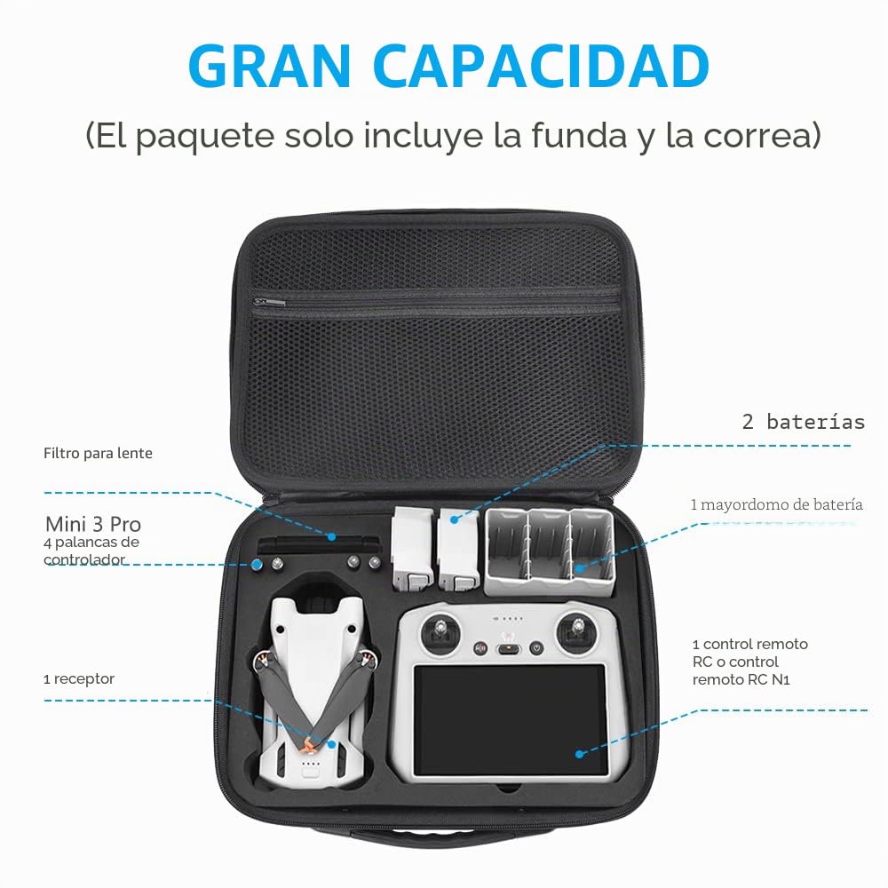 Ainiv Mini 3 Pro Estuche de Transporte, Bolsa Impermeable Hardshell, Antichoque Anticaída Portátil Funda de Almacenamiento de EVA para DJI Mini 3 Pro Drone y DJI RC/RC N1 Control Remoto Accesorios