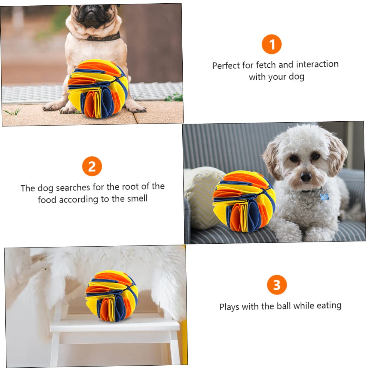 Housoutil 3piezas Pelota De Olfato para Perros Juguete Interactivo De Alimentación Material De Fieltro Estimula La Digestión y Previene El Aburrimiento para Casa y Jardín