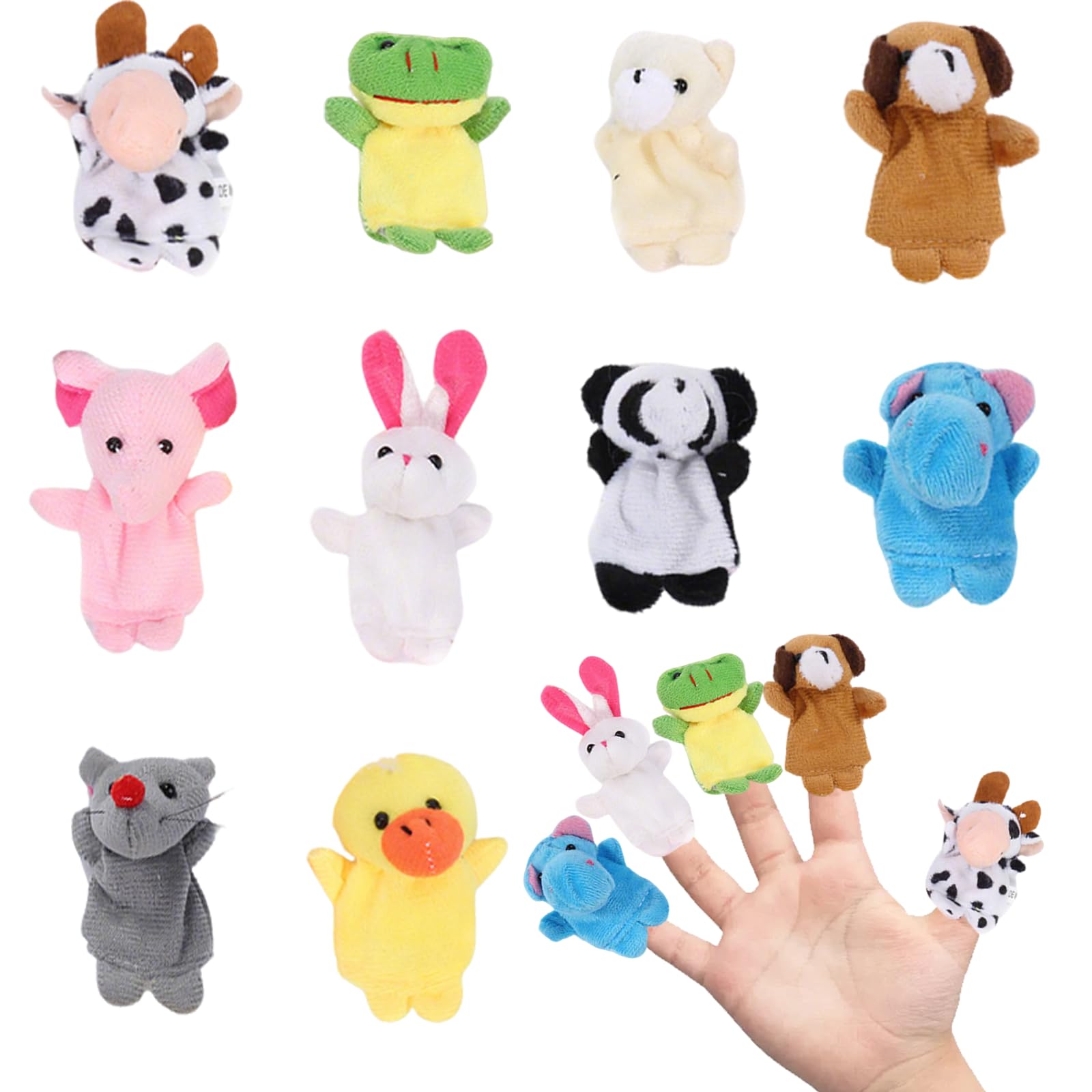 LEBKFT 10Pcs Cute Cartoon Animal Finger Puppets for Toddlers Soft Plush Hand Puppets for Kids Educational Storytelling Toys for Babies Party Bag Fillers Classroom Rewards Birthday Party Favors Gift