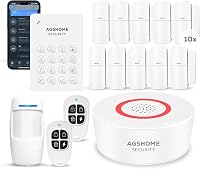 AGSHOME Vezeték Nélküli Riasztórendszer 15 Részes Szett - 120dB WiFi Biztonsági Készlet, Bővíthető, Alexa és Google Asszisztens Kompatibilis 1