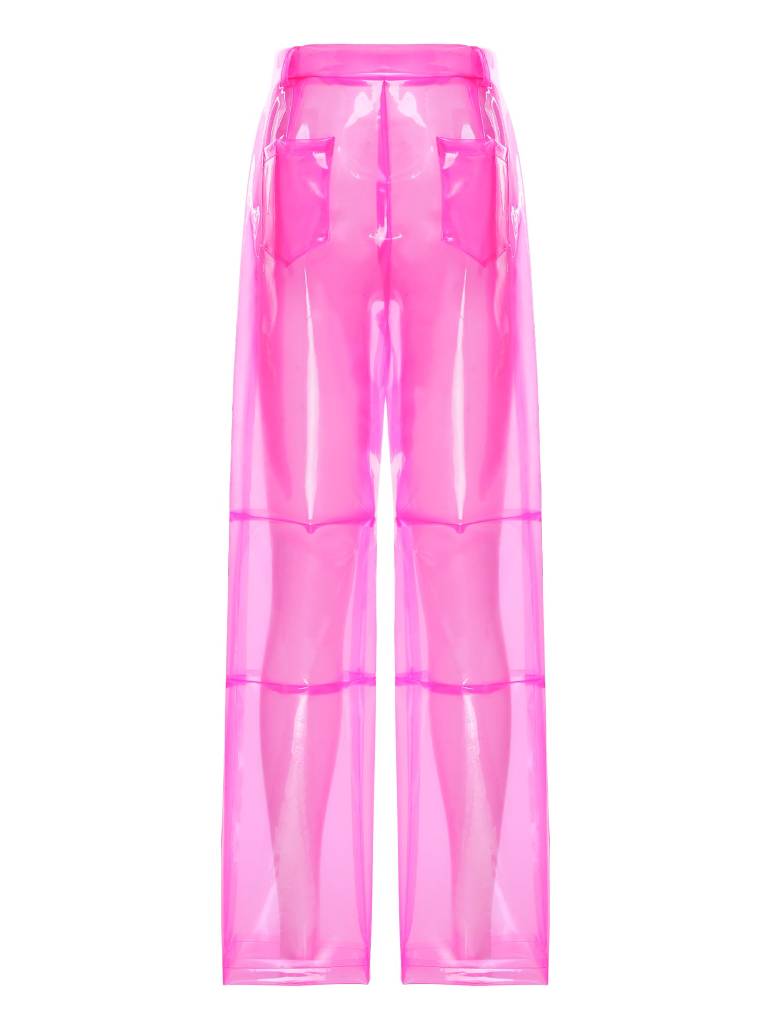 iiniim Pantalons en PVC Transparent pour Femme Vêtements pour Club Et Bar Vêtements Inférieurs Se Couvrir Pantalons en TPU Plastique Larges