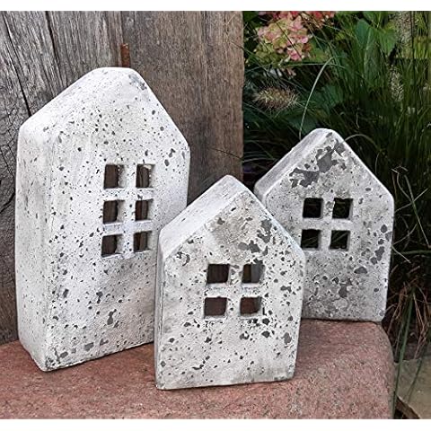 3er Set Lichthäuser Teelichthalter Kerzenhalter Windlicht Lichthaus als Gartendeko auf Terrasse und Balkon oder Cover