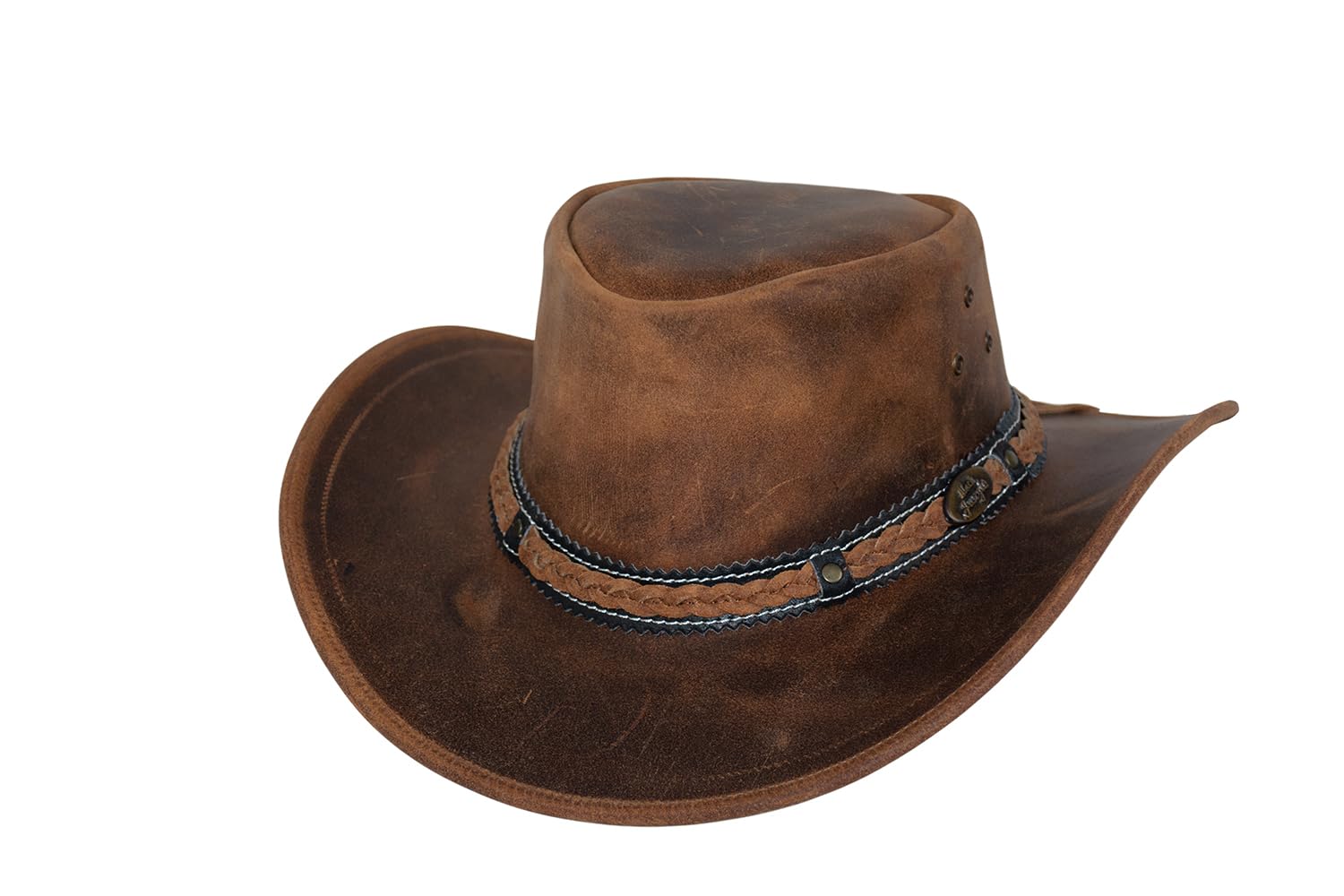 Black Jungle Kimbolton leren hoed, westernhoed, Australische hoed, cowboyhoed, tan, XL