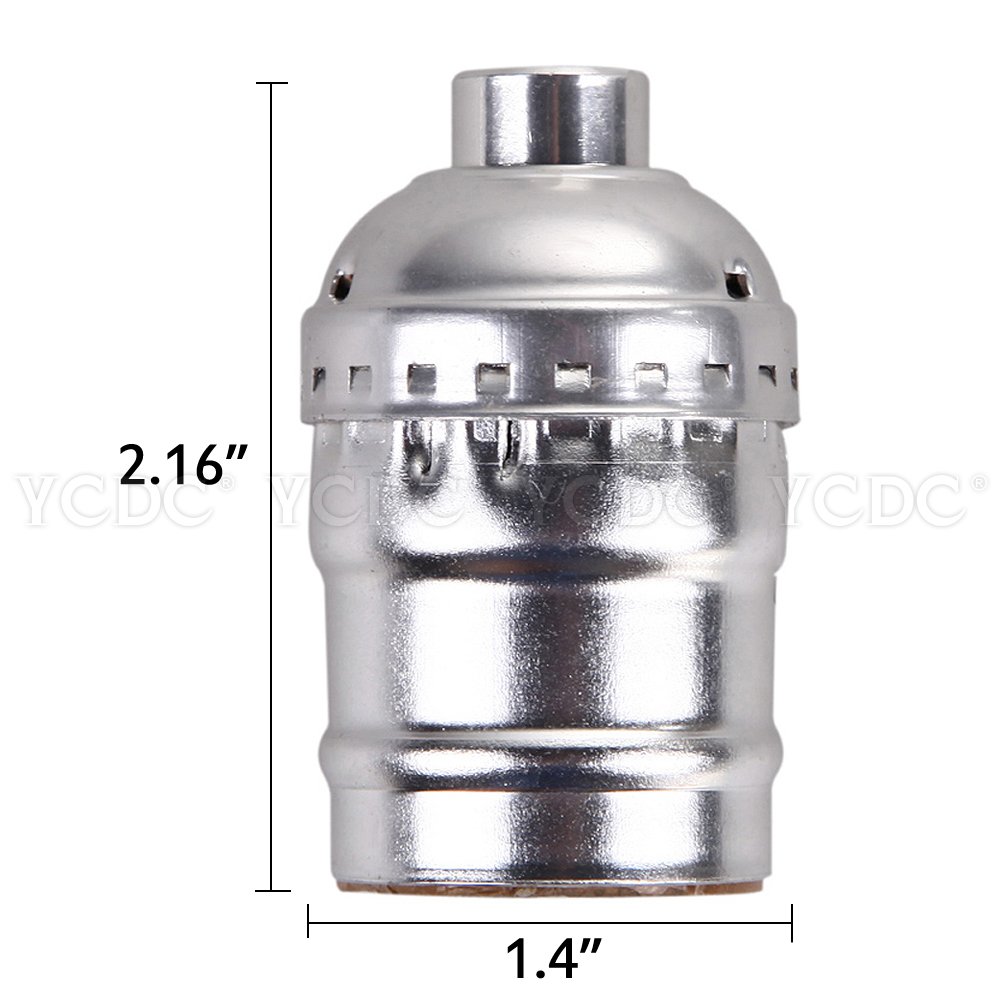 YCDC E27 Edison Bulb Socket Silver Shell Ceiling Light Adaptor Lamp Holder, Pendant/Wall Lights Base Max 250V/660W