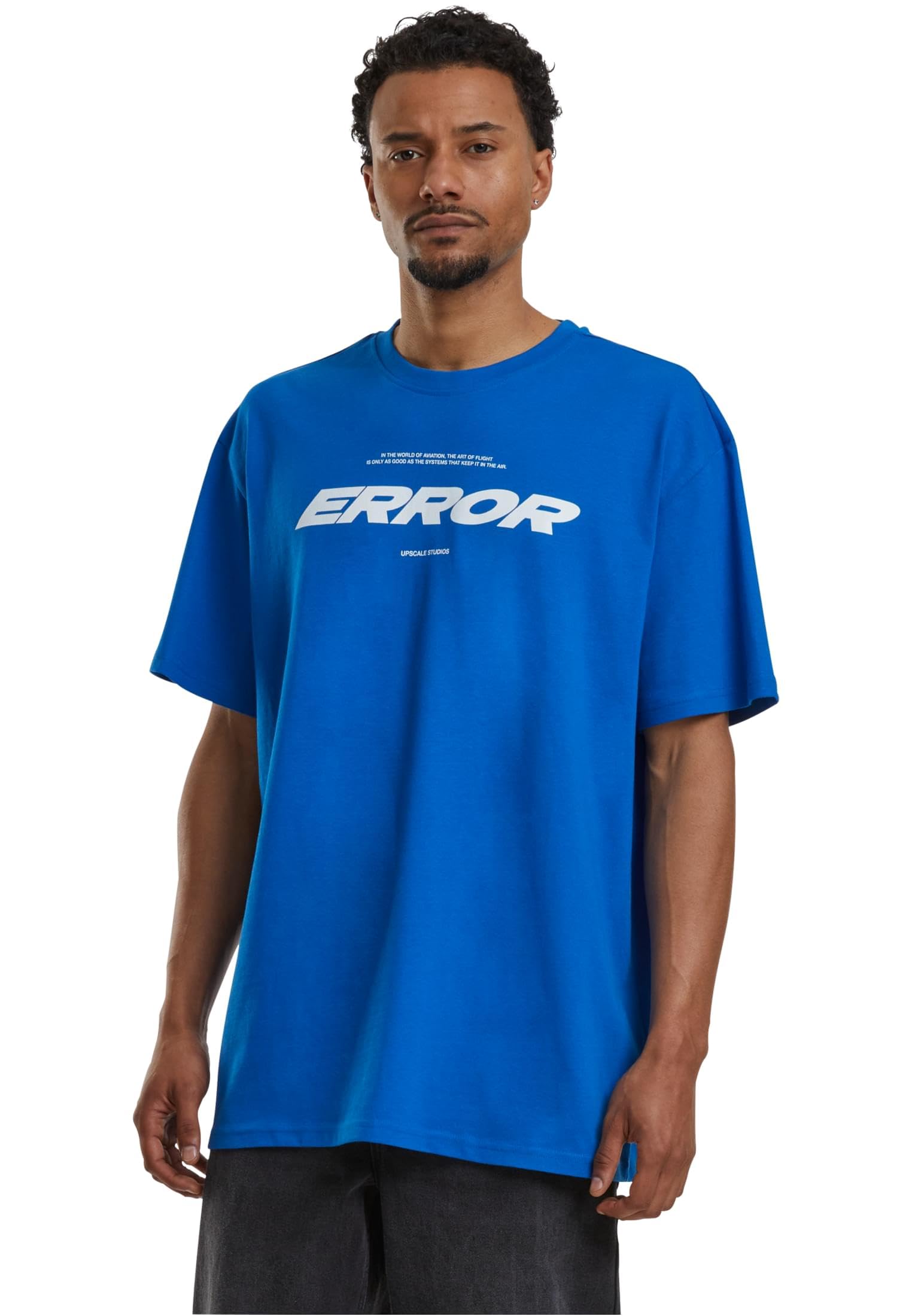 MT Upscale Men's Mt3312-error Wording Oversize Tee T-Shirt, Cobalt Blue, L