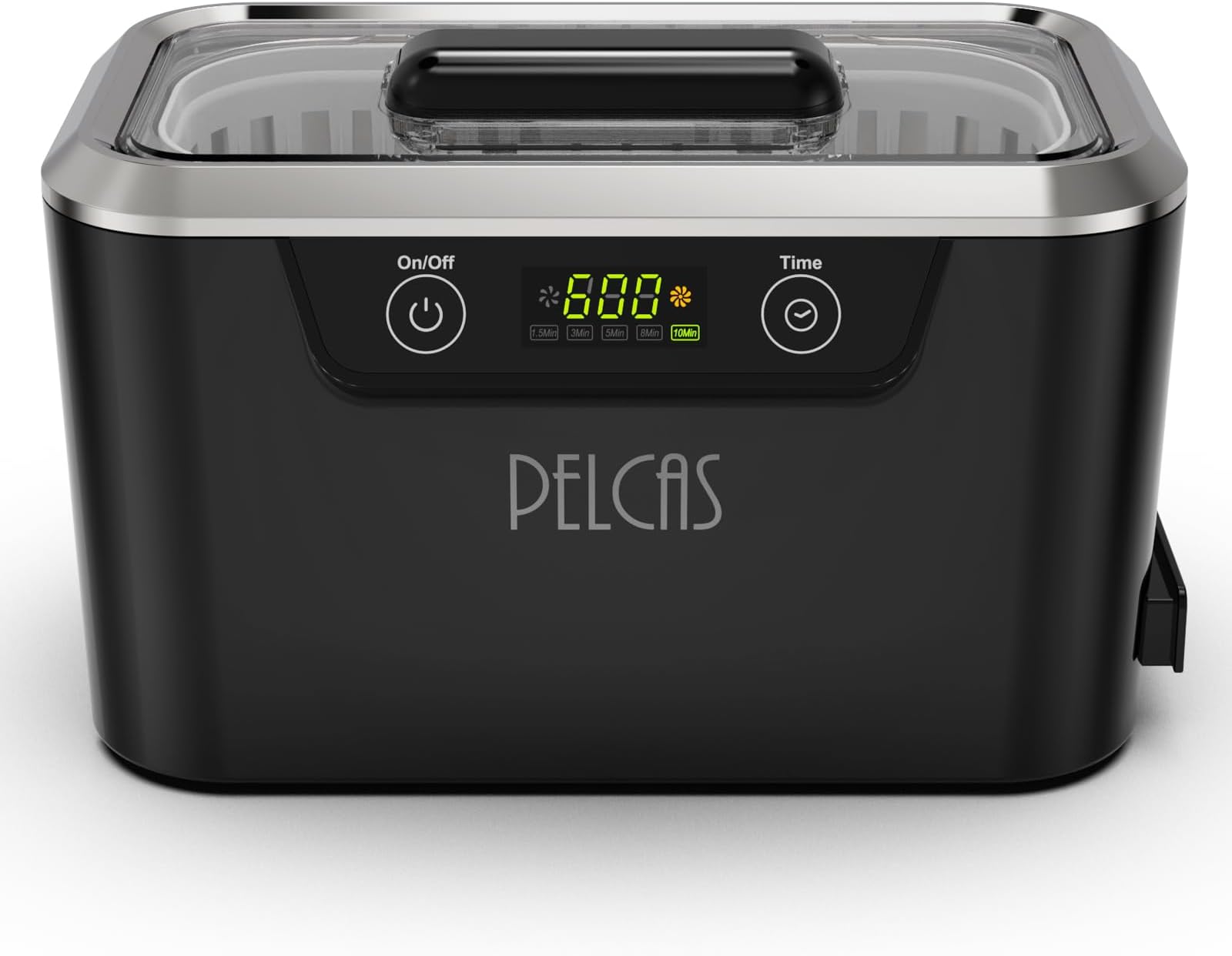 PELCAS Ultrasonic Cleaner with Dual Transducers,Jewellery Cleaner 800ML 42KHz with Touch Screen and 5 Time Settings for Glasses Watches Jewellery Denture Tools Guin-Ness Surger Cans -Black